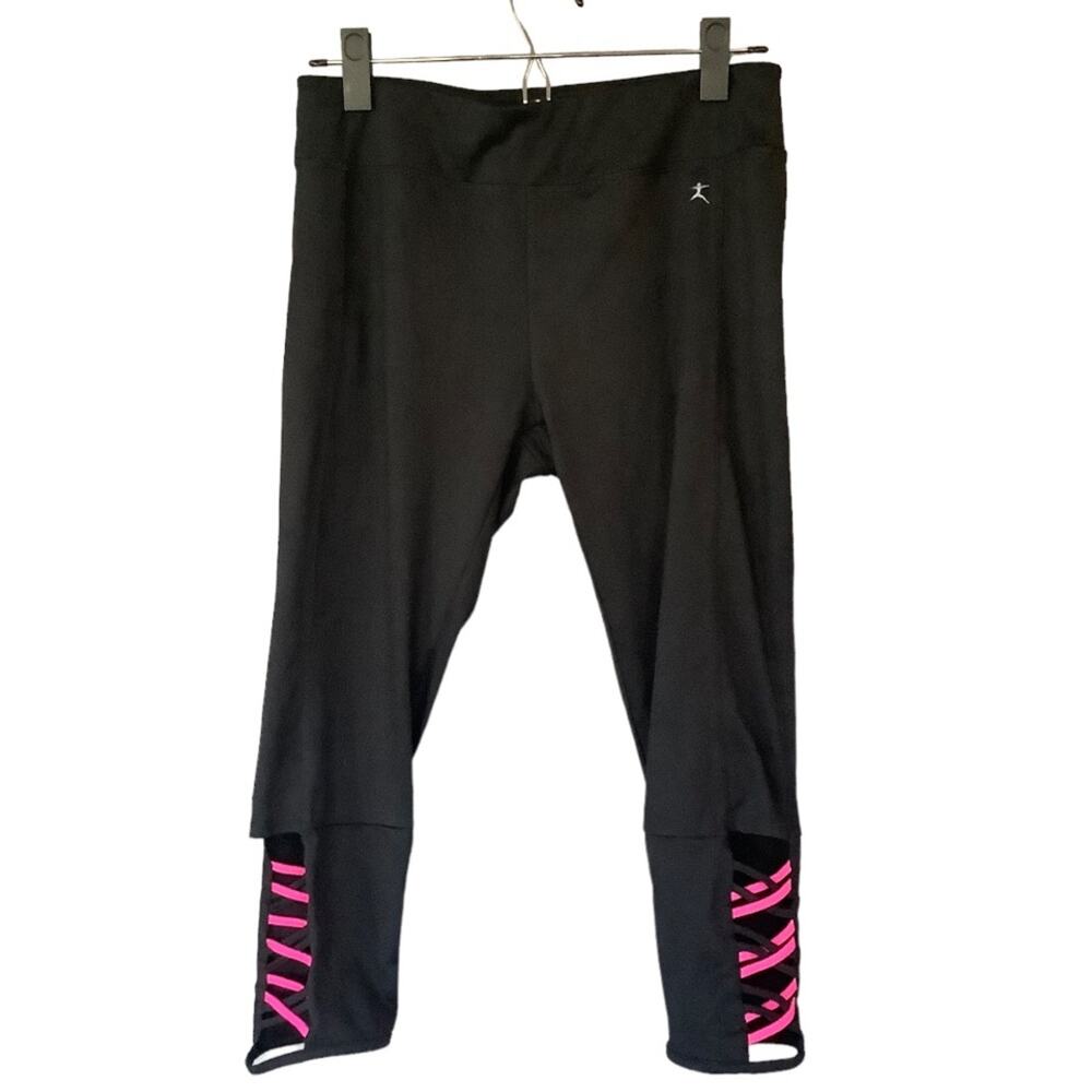 Danskin Neon Pink Crisscross Capri Legging